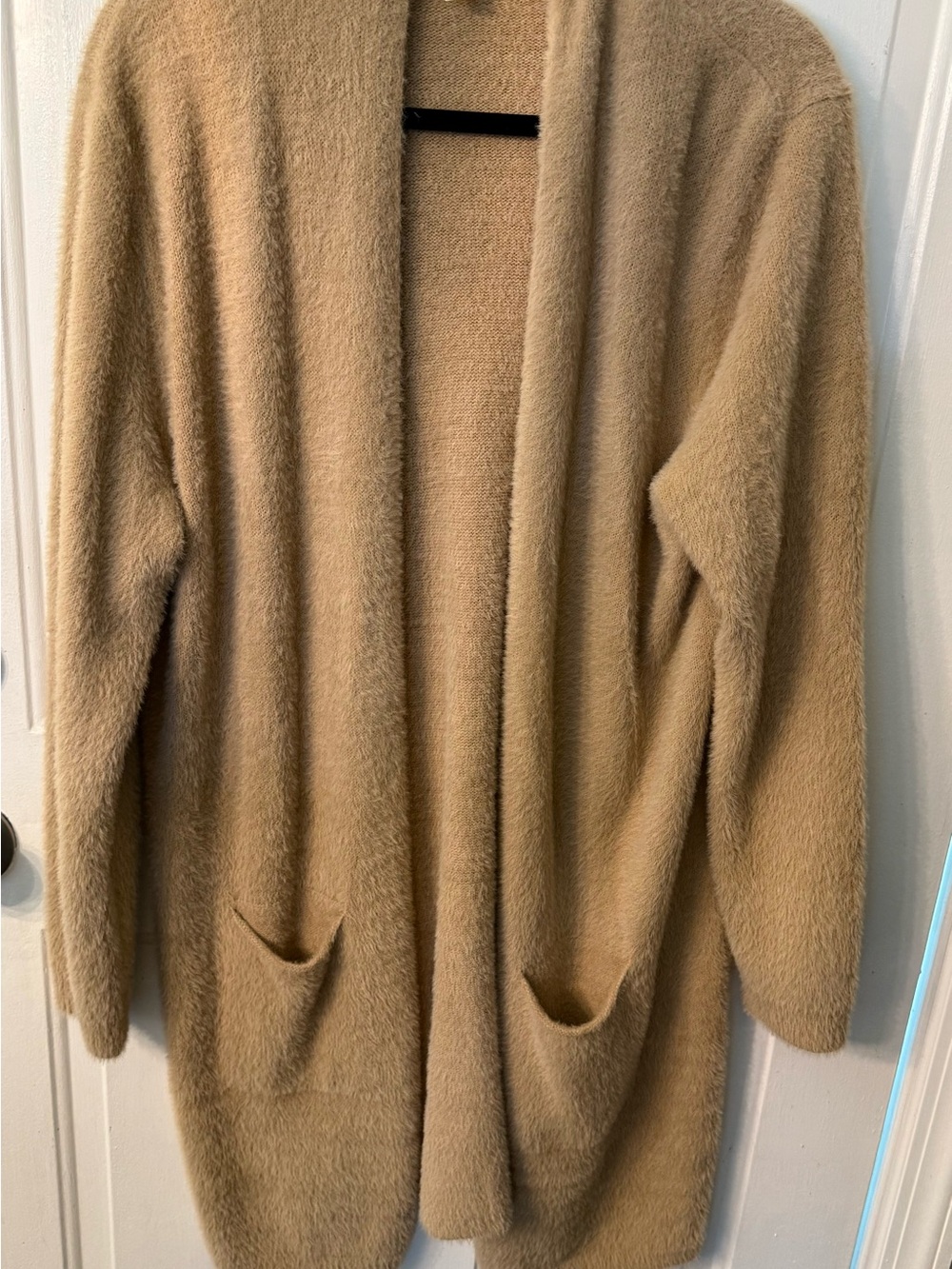 Cozy Open-Front Camel Women's Sweater Cardigan